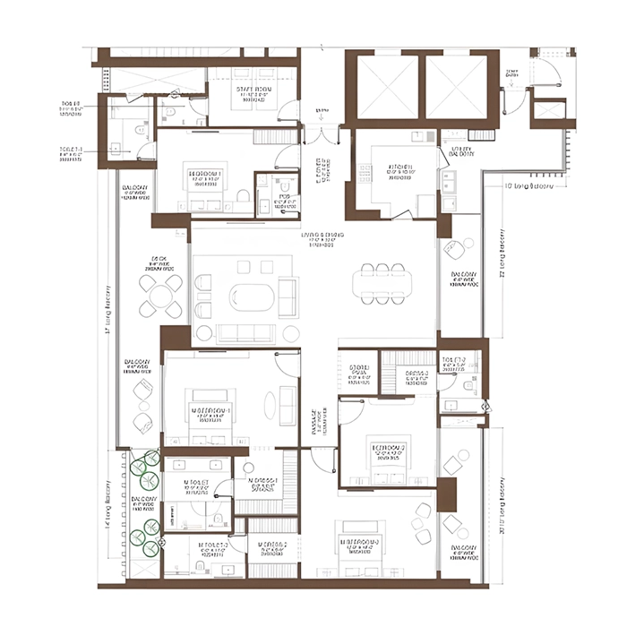 SOBHA RIVANA 4BHK Floor Plan Type 1